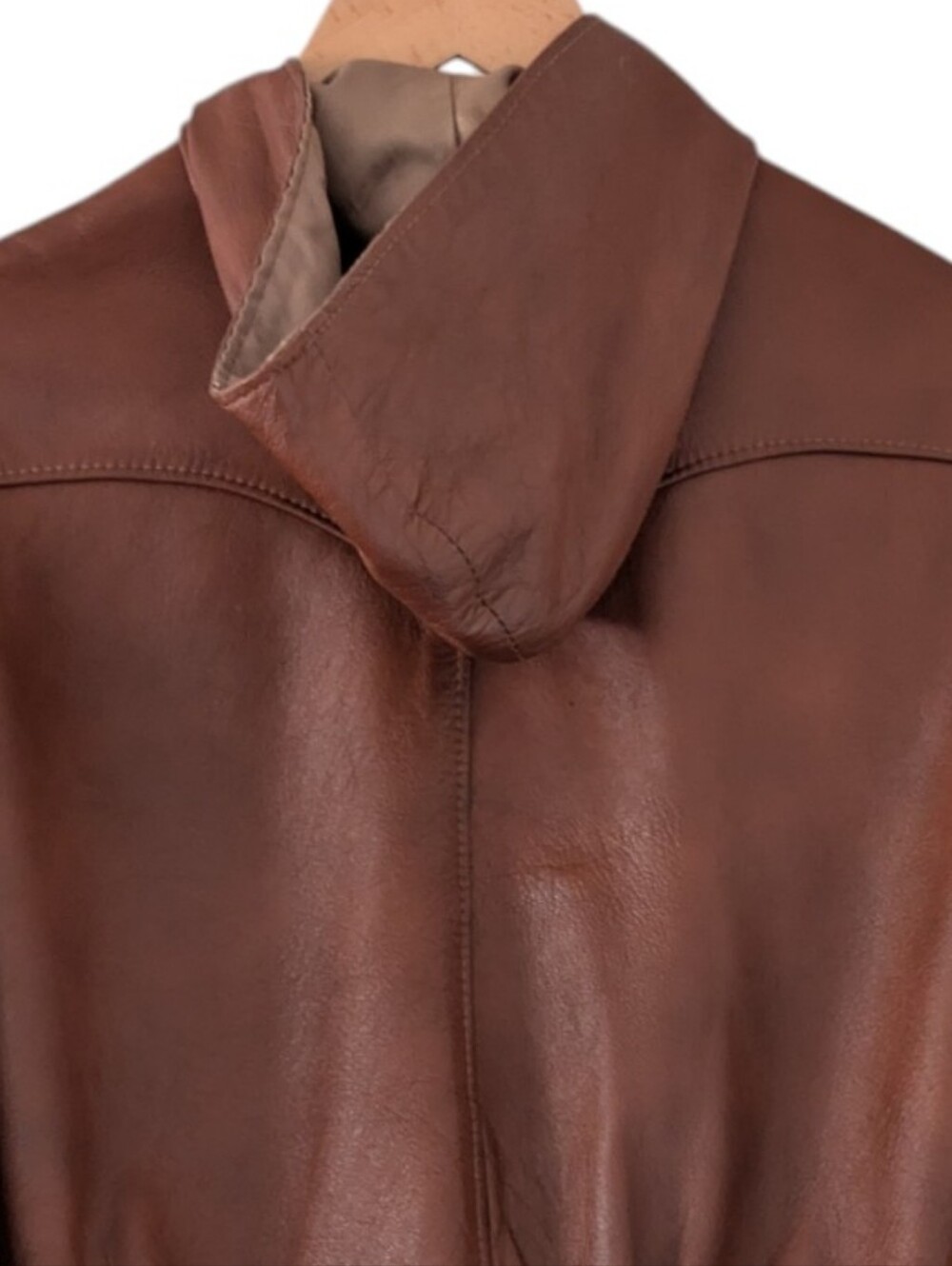 Vintage 70s Mexican Leather Hooded Bomber Jacket Size 7/8 Jrs/Womens XXS/Kids L - Picture 4 of 16